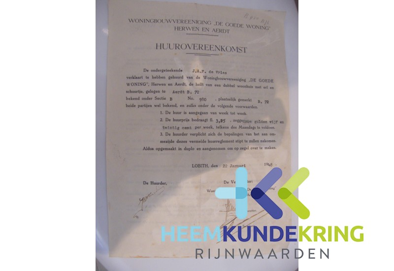 1948 Vrijleve huurovereen komst oud